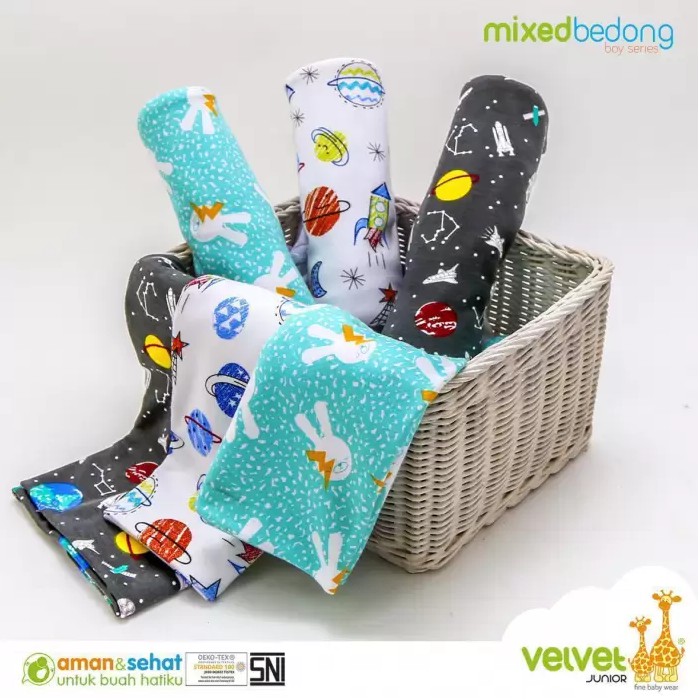 Bedong Bayi Velvet Junior Bedong Mix 3pcs