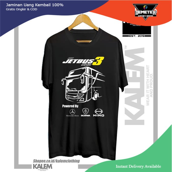 KAOS BAJU BISMANIA JETBUS 3 SHD POWERED BY MERCEDES-BENZ HINO SCANIA - KALEMCLOTHING -Mawar