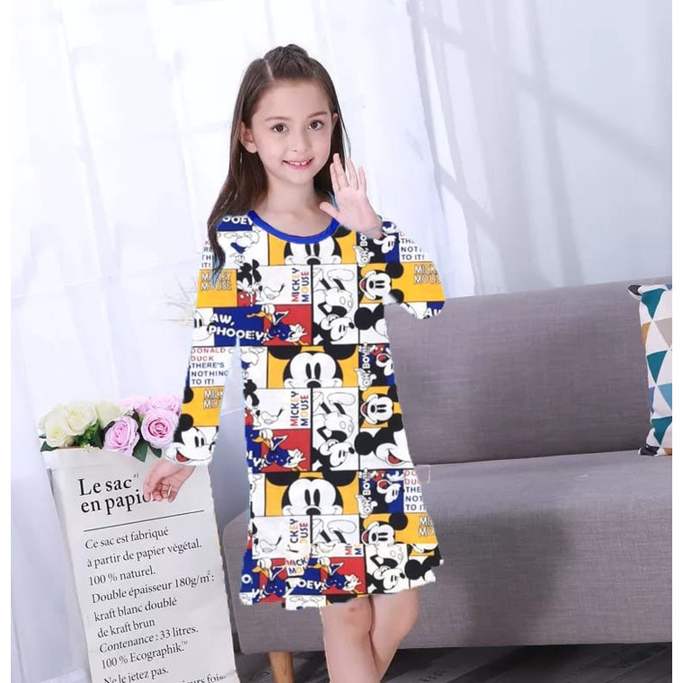 Daster Anak Perempuan / Dress Anak Lengan Pendek Full Print / Dress Anak Cewek 1-10 Tahun M-VIN