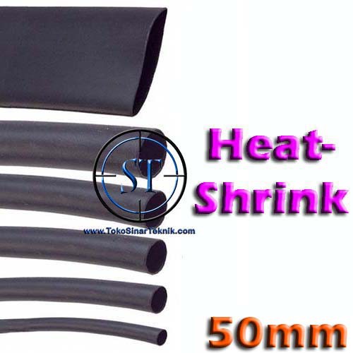 Selongsong Bakar Kabel 50mm Heat Shrink Heatshrink Tube Pelapis Kabel Selang Ciut Pelindung Cable Heat Panas Heat Shrink Tube Hitam