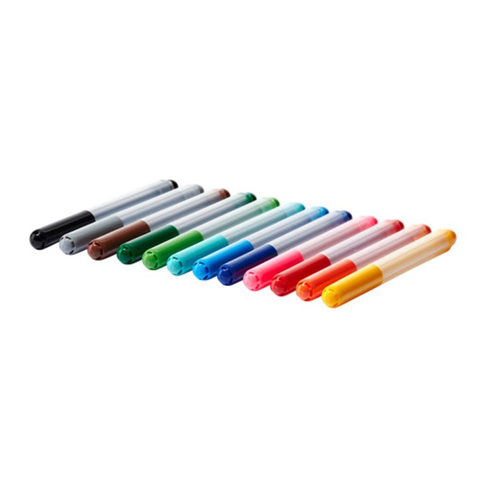 

IKEA MALA, Pena Tinta Berwarna, spidol, Aneka Warna, 12 Pcs