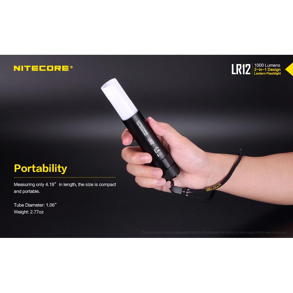 NITECORE Senter 2in1 Design Lipstick CREE XP-L HD V6 1000 Lumens - LR12 - Black