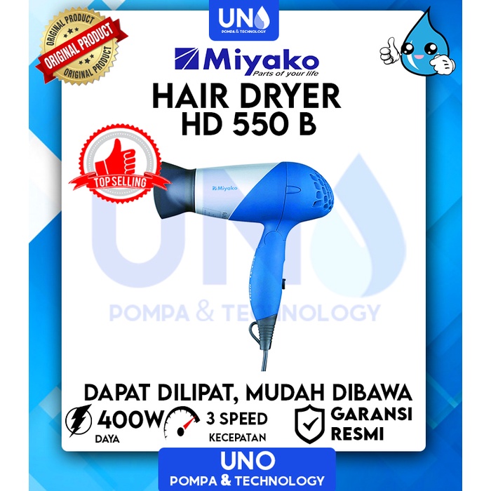 Miyako Hair Dryer Pengering Rambut 400W HD-550 / HD 550 / HD550