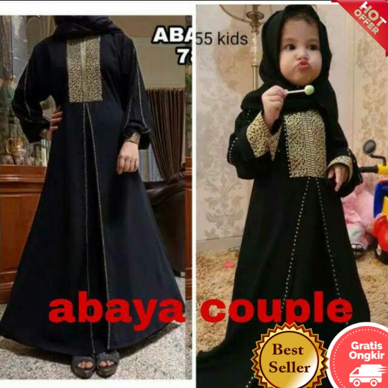 Abaya Arab Saudi Hitam Abaya Turki Hitam Abaya Dhubai Hitam Modern Couple Ibu Dan Anak Motif 255 TERLARIS