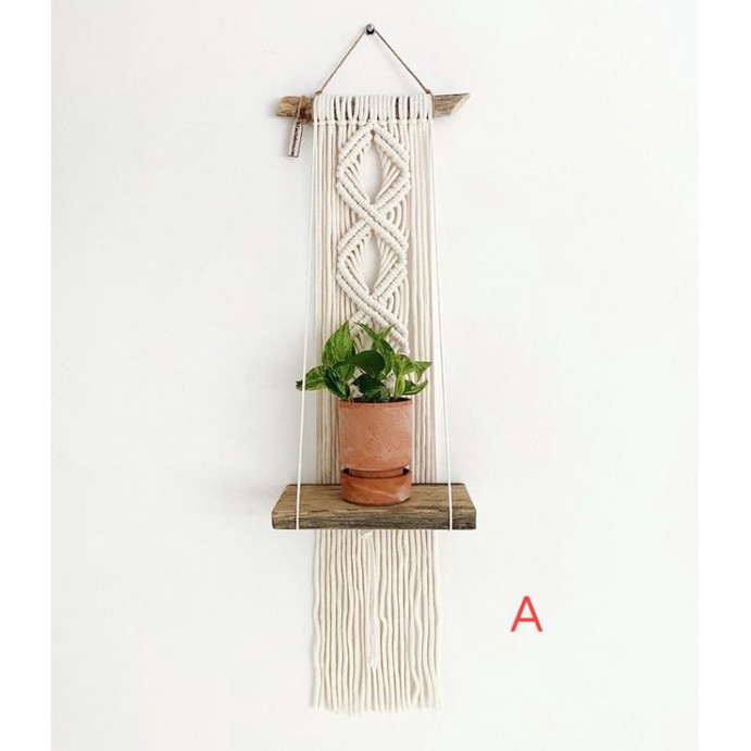 READY STOK) macrame rak kayu/ macrame ambalan/ Dekorasi rumah