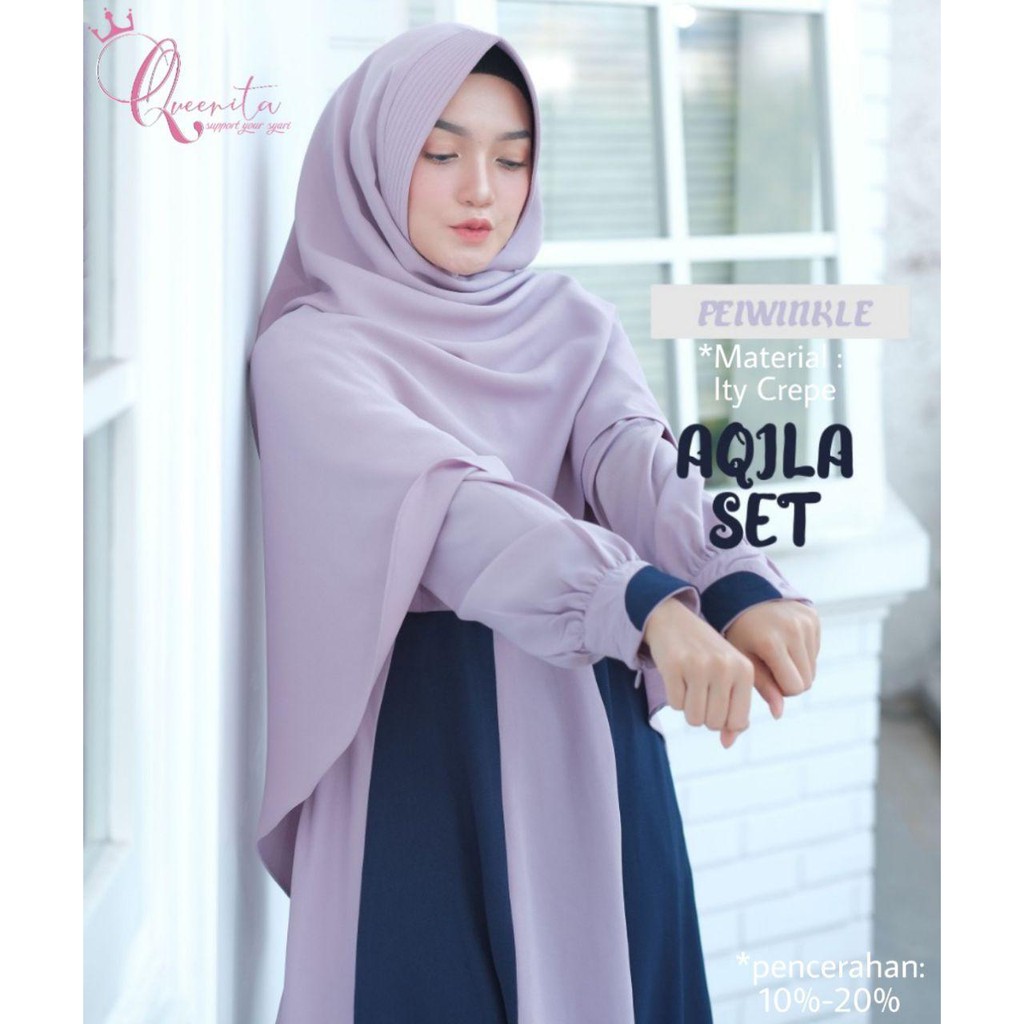 READY STOCK GAMIS SYARI AQILA SET BY QUEENITA