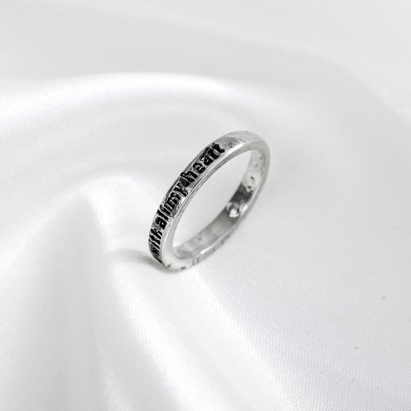 Alloy ring with simple lettering Korean fashion