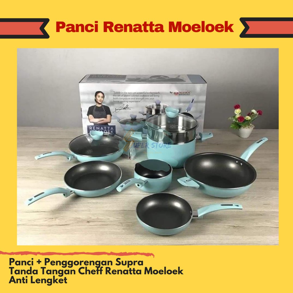 Panci Set Anti Lengket / Supra Set Alumunium Renatta Moeloek Signature/ Panci Set Renatta 9pcs