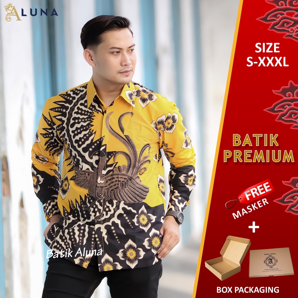 KEMEJA BATIK PRIA PREMIUM LENGAN PANJANG REGULAR BATIK ALUNA PCW 070