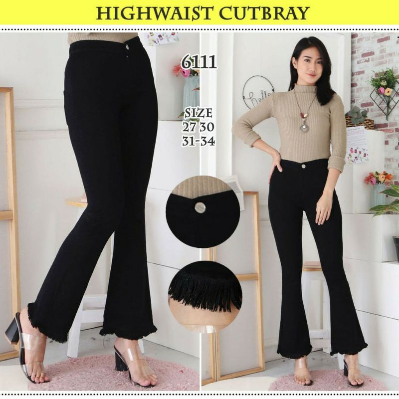 CELANA JEANS CUTBRAY WANITA HIGH WAIST JEANS  CUTBRAY RAWIS