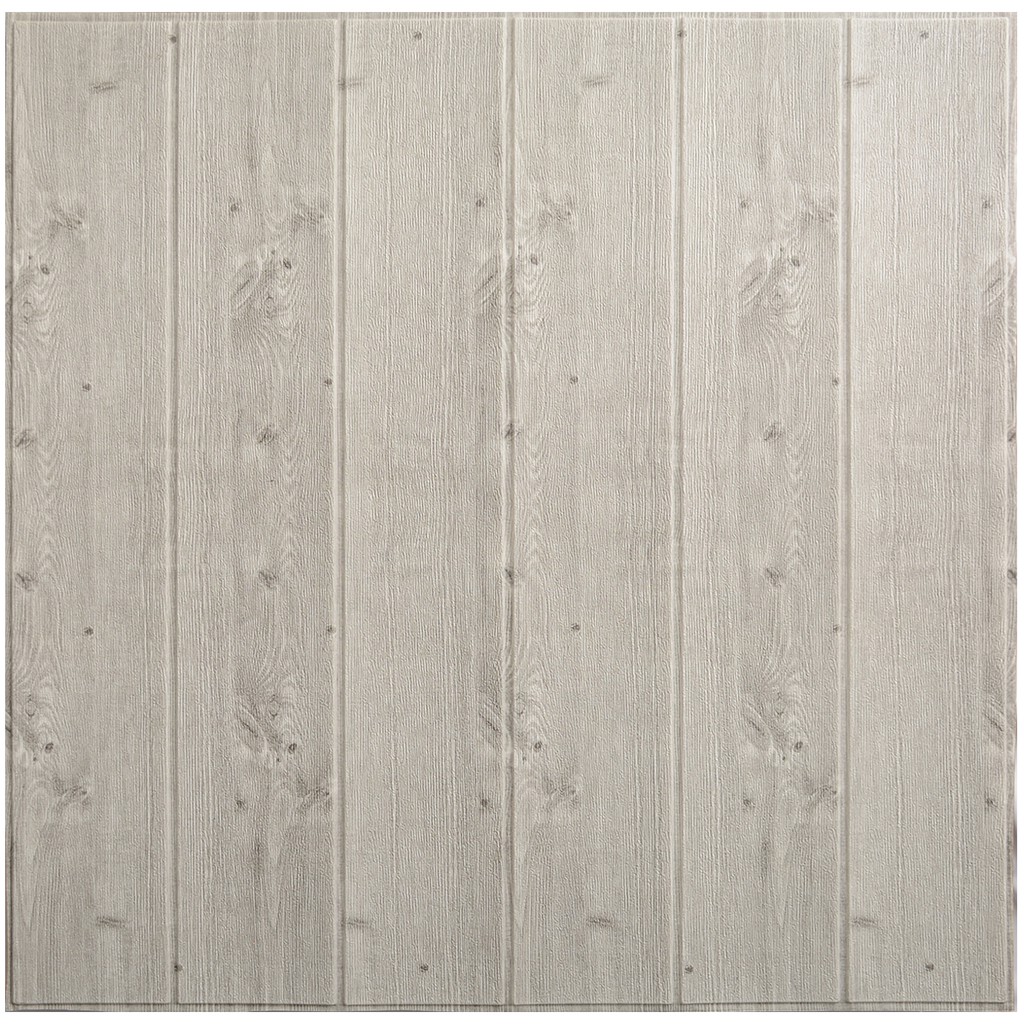 [COD] Wallpaper Dinding 3D Motif Kayu Wood Foam 70*70cm Dekorasi Kamar High Quality Walpaper-ABU
