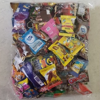 1 Paket Gantungan kunci Motif SNACK Isi 100 pcs 50 pcs 30 pcs / Souvenir Pernikahan Viral Kekinian Murah