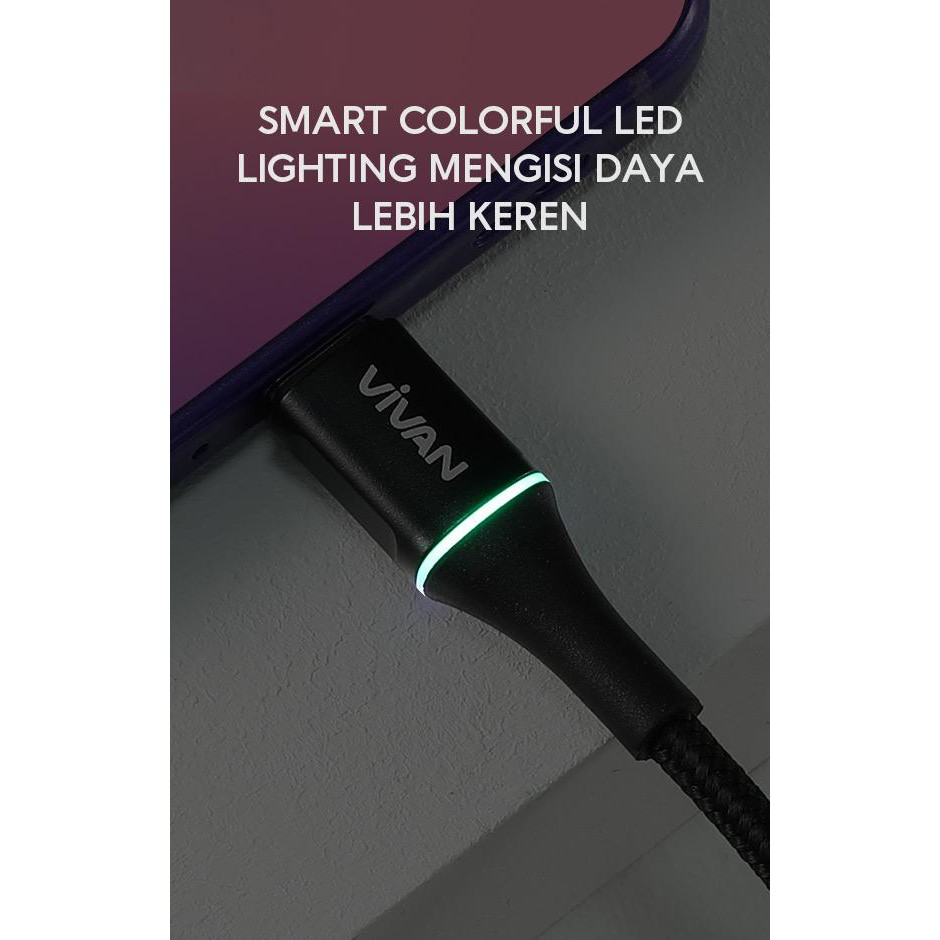 Vivan VDM100 2.4A LED Light Quick Charge SR Full Coverage Micro USB Data Cable