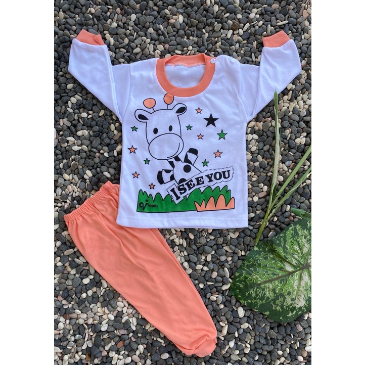 baju bayi lucu murah jerapah setelan PANJANG 3-18 bulan (PP082)