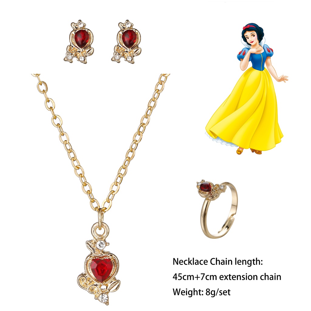 3pcs / Set Cincin Model Terbuka Desain Mahkota Princess Disney Hias Batu Hao Adjustable Untuk Wanita