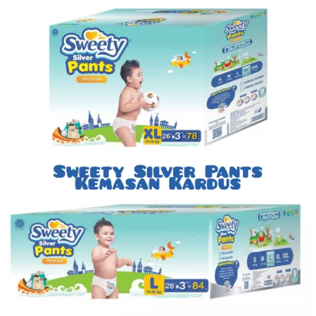 Sweety Silver Pants Kemasan Kardus - S96 / M90/ L84 / XL78 / XXL66