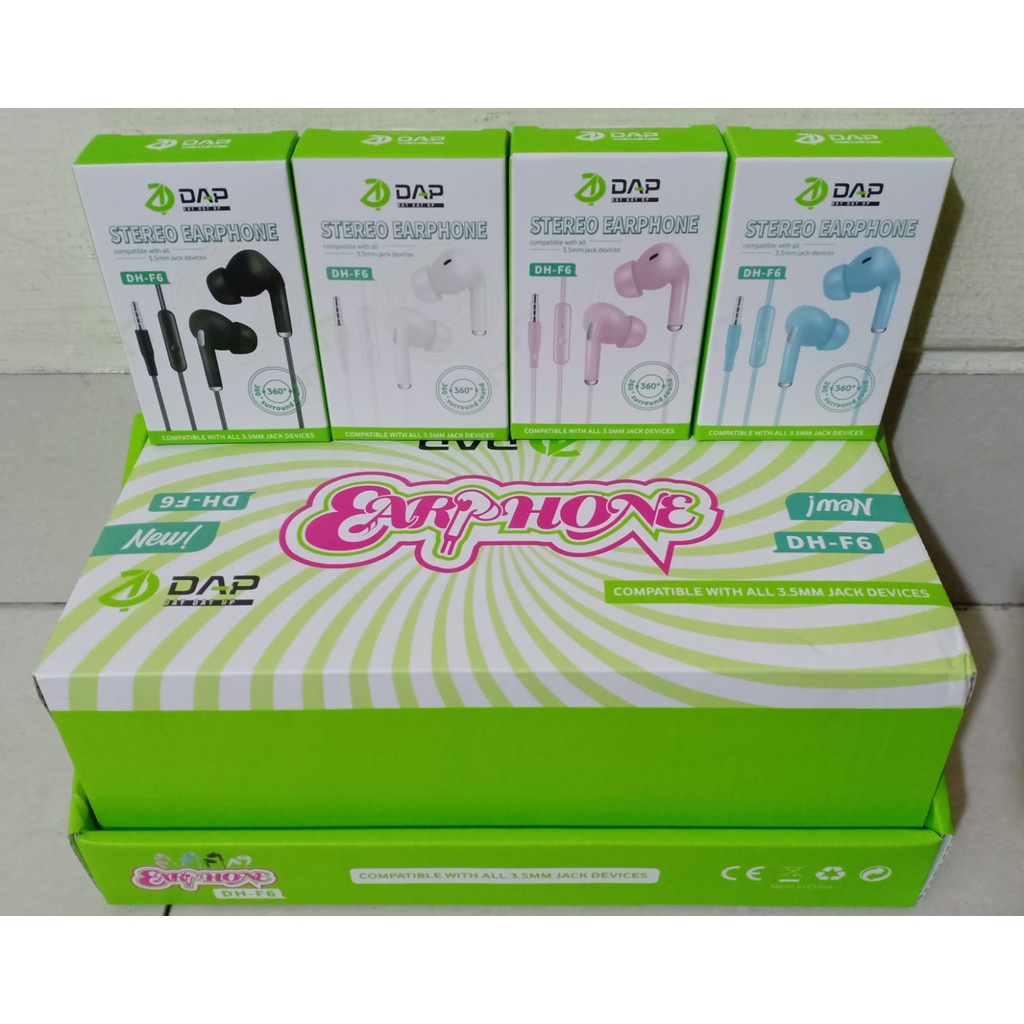 Headset With Mic DAP DH-F6 - ISI 20 per Box - Earphone Stereo 3.5mm