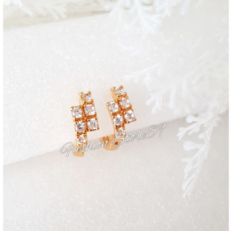 Anting klip permata Fashion Anting Fashion Xuping bestquality lapis emas 18K import