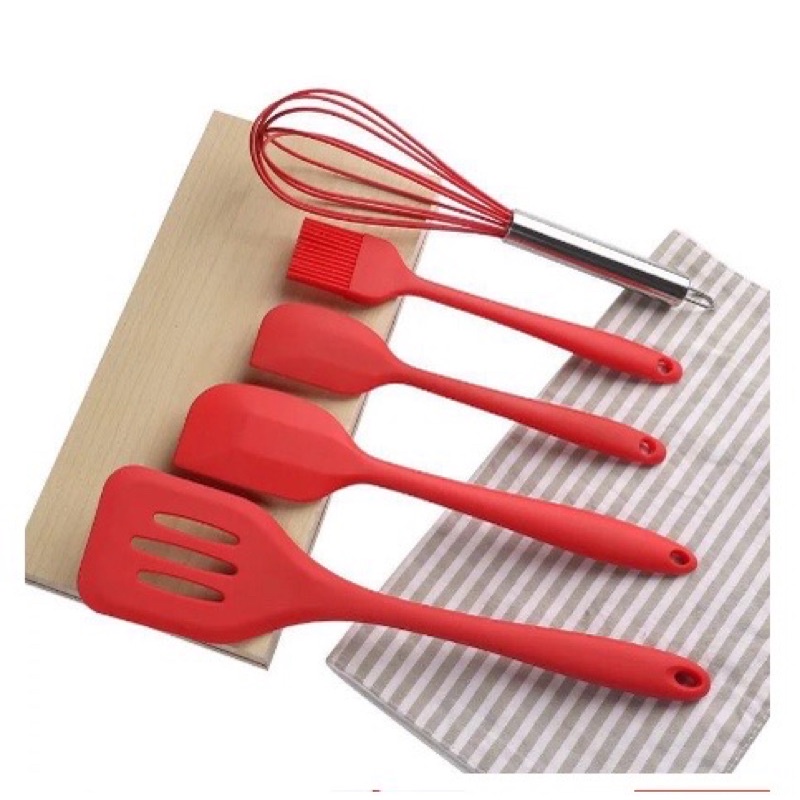 [OL] Alat Masak Dapur Silikon 1 Set isi 5  Spatula Tahan Panas / Set Alat Masak Silicone 5 Pcs