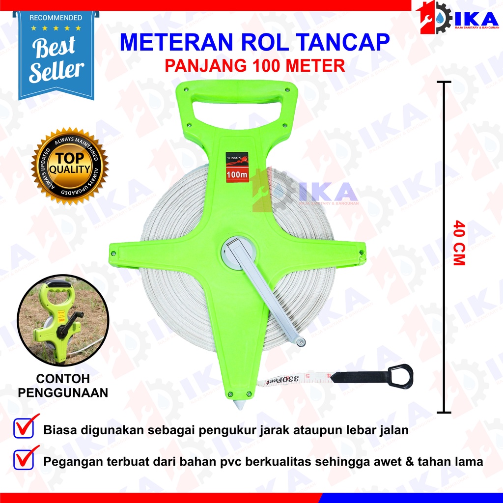 METERAN TANCAP TANAH 30M OLL-1053 / 50M OLL-1054 / 100M OLL-1055 FIBER ROLL PANJANG METERAN ROL FIBER MEASURING TAPE