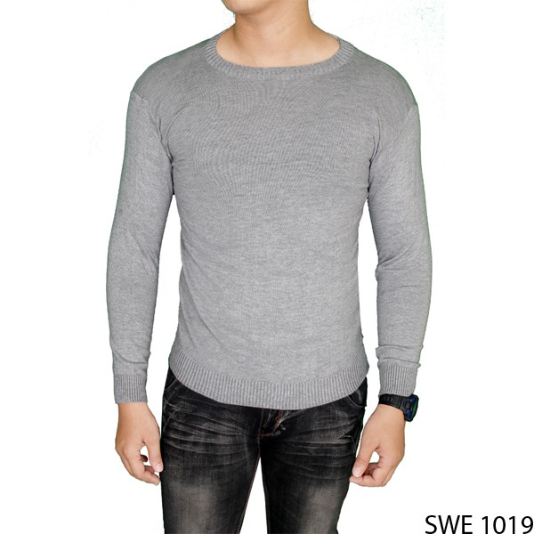 Sweater Pria Casual Rajut Abu Muda SWE 1019