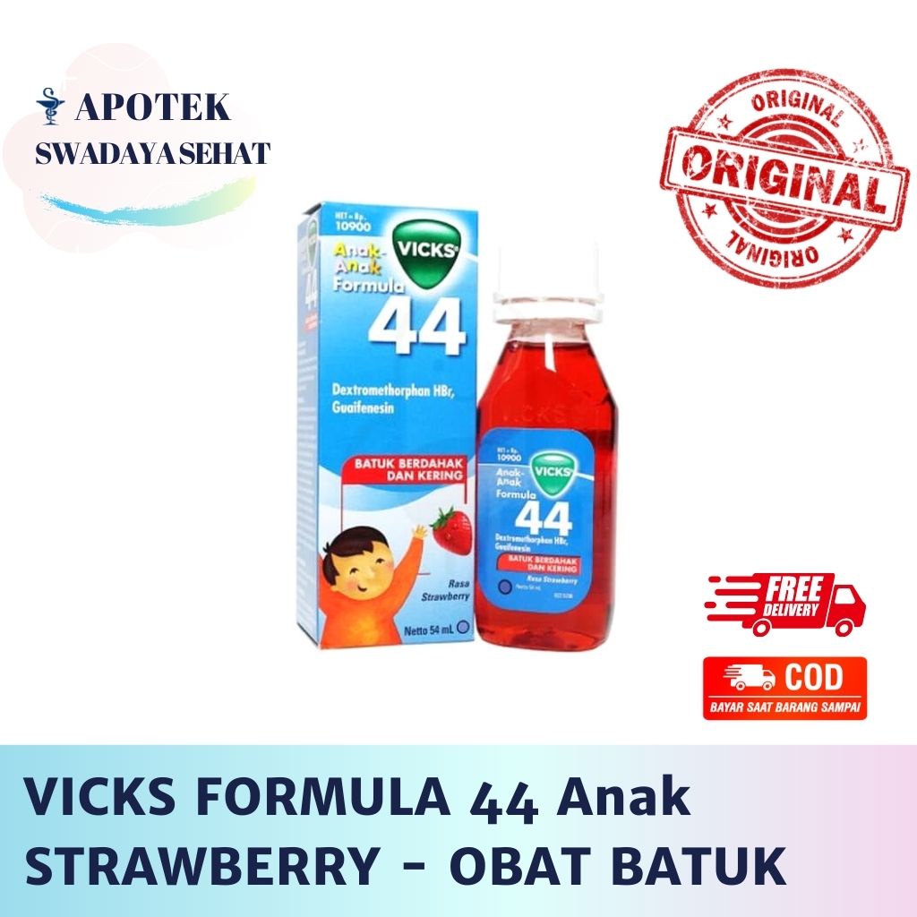 VICKS FORMULA 44 Anak 54 ML Rasa Strawberry 27 ML - Obat Batuk Berdahak Dan Kering Sirup