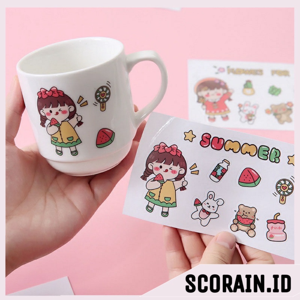 STIKER MOTIF KOREAN GIRL LUCU AESTHETIC | STICKER BOTOL HP GELAS BUKU | STATIONERY LUCU STIKER LUCU KEKINIAN STICKER CATATAN