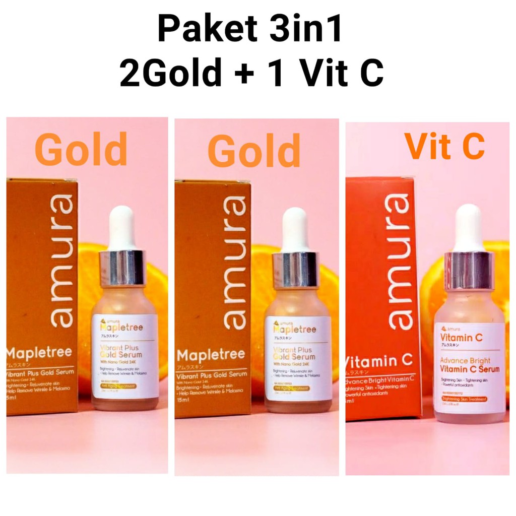 Serum Amura Paket Terhemat 3in1 2 Gold 1 Vit C Harga Grosir Shopee Indonesia