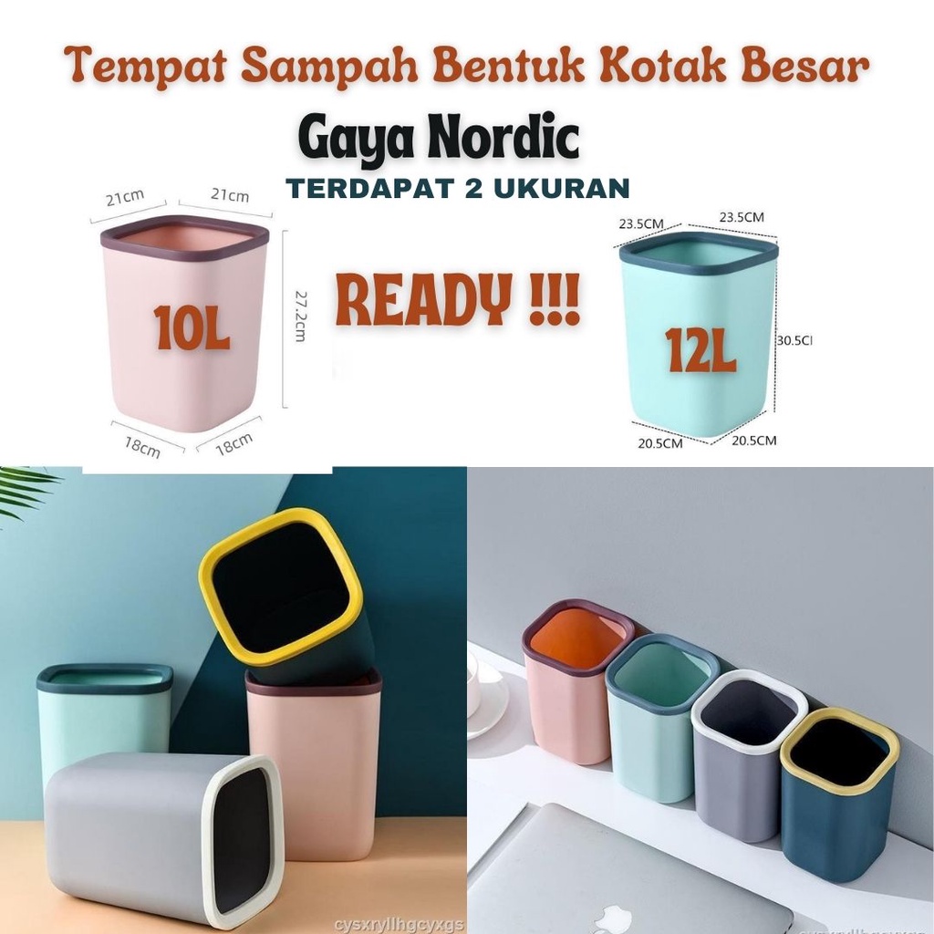 Tempat Sampah Bentuk Kotak Besar Warna Dapur Gaya Nordic Multifungsi