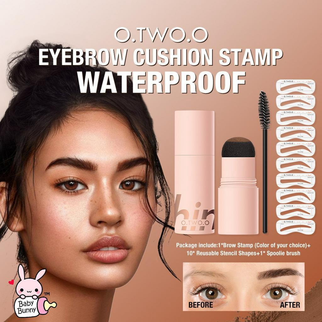 ❤ BELIA ❤ O.TWO.O Lasting Browfun Cushion Eyebrow Powder | Brow Stamp Long Lasting Eyes Makeup With Spoolie Brush 10 Reusable Beginner