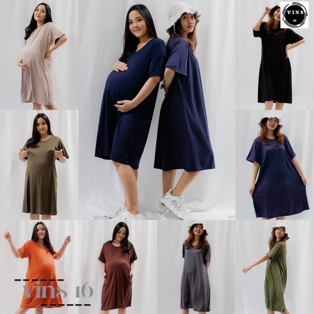 Dress Midi Dress Kaos Premium Non Busui & Bumil Busui Spandex Rayon Premium