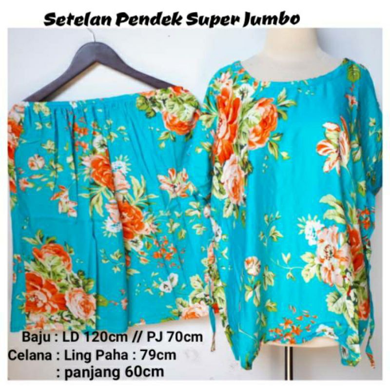 PIYAMA PENDEK XXL (SUPER JUMBOOO)-Soft turkis