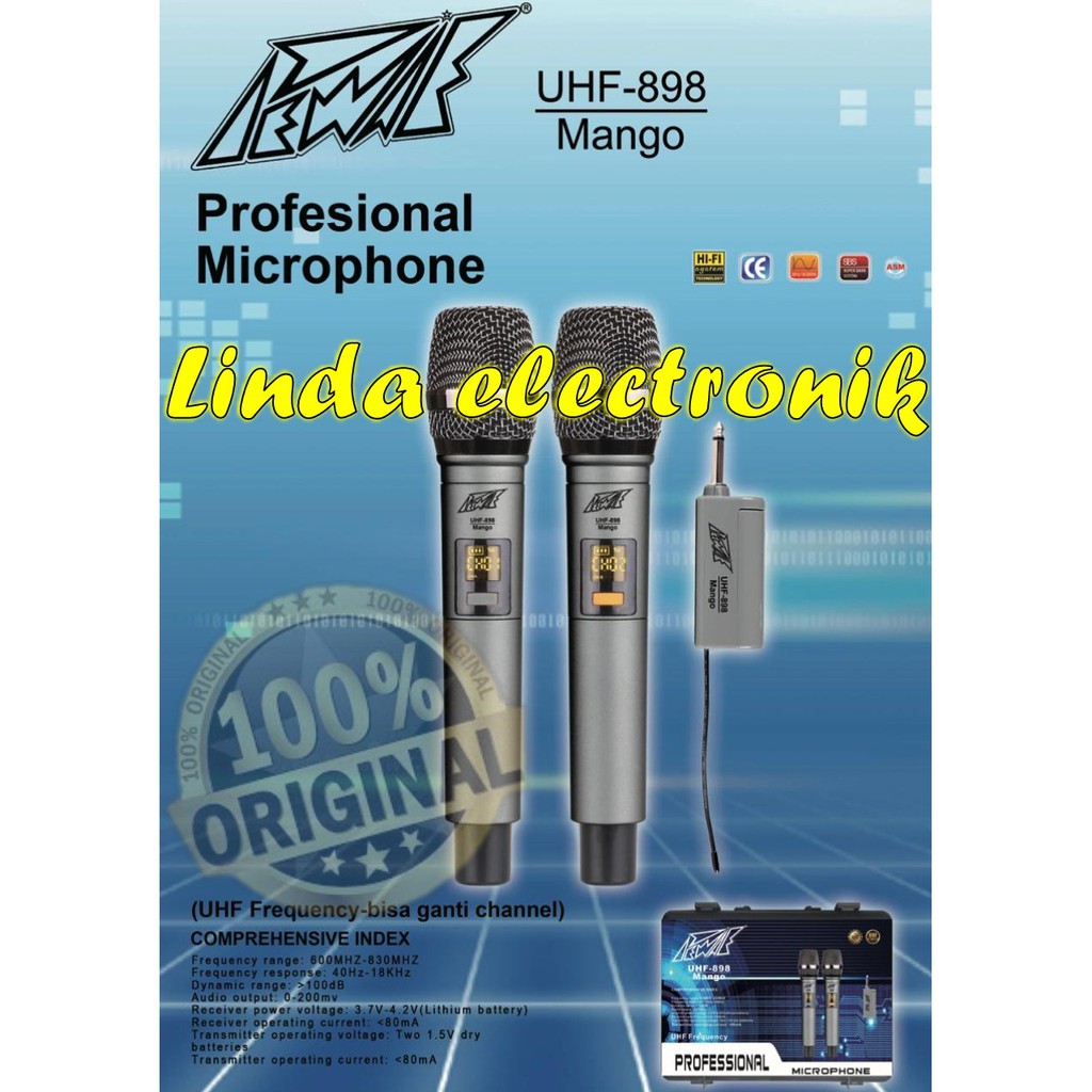MIC WIRELESS PEWIE UHF 898 MANGO ORIGYNAL PEWIE UHF898 MANGO