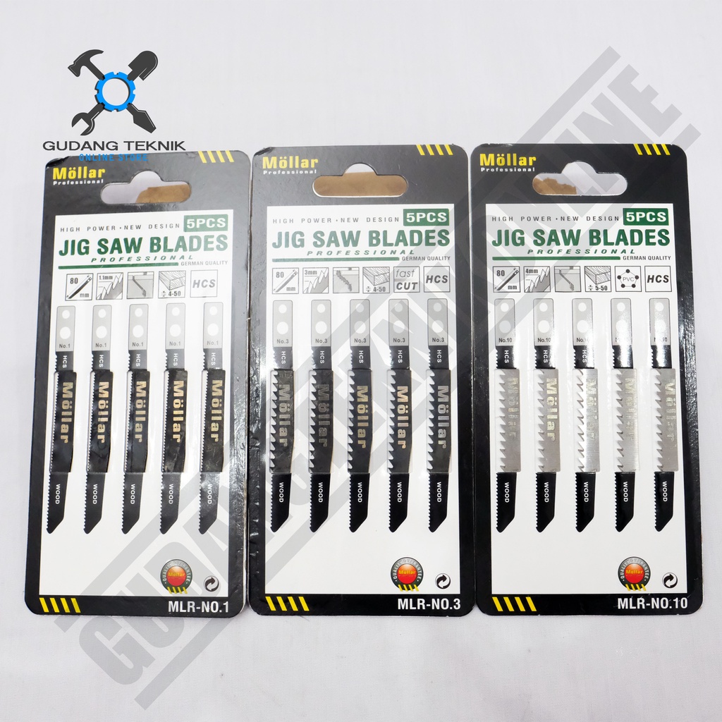 (1SET ISI 5PCS) Mata Jigsaw Set 5Pcs MOLLAR No 1 3 10  / Mata Gergaji Kayu Jigsaw Blade MOLLAR No.1 No.3 No.10 5pcs