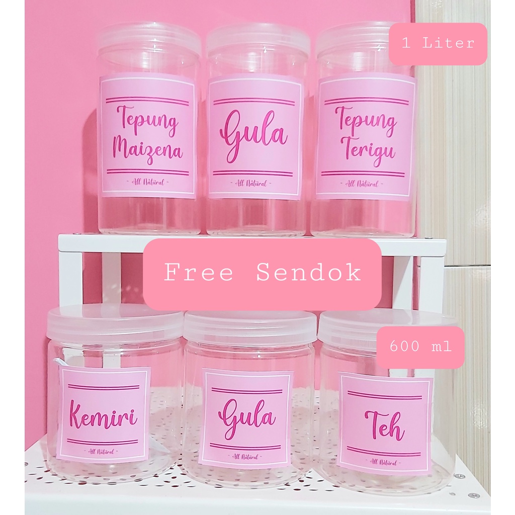 Toples Bumbu Free Label Stiker / Toples Teh Gula Kopi Free Label termurah / toples pink / toples gul