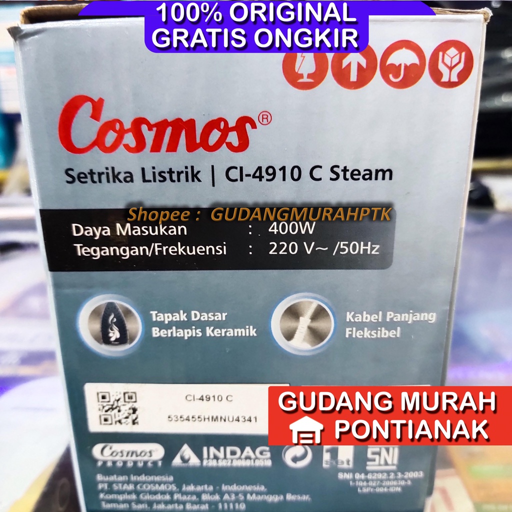 Setrika Uap Cosmos Ceramic Soleplate CI-4910 C 5in1