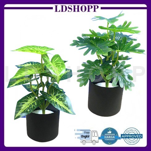 LDS Pot32-33 Tanaman Hias Indoor Plastik Pot Bunga Artificial Daun Rambat Dekorasi Kering