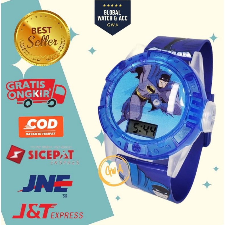 Jam tangan anak laser musik karakter Batman