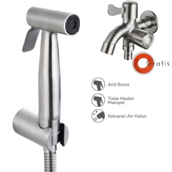 Jet Shower Full Stainless steel Anti Karat Sempotan Closet Fleksibel