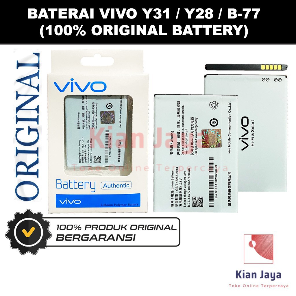 [Garansi 100% Ori] Baterai B-77 Untuk Handphone Vivo Y31 2015 Batrai Batre Battery B77 Y31L Original