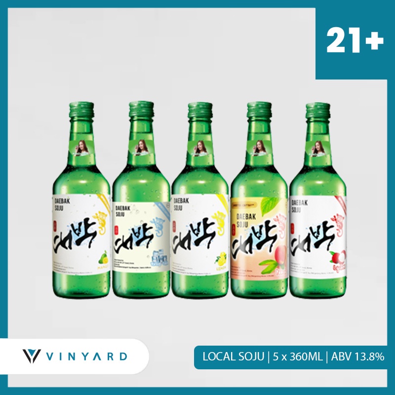 Daebak Soju All Variant ( 5 botol x 360 ml) ( Original &amp; Resmi By Vinyard )