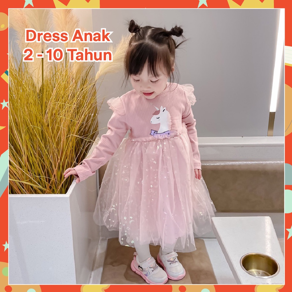 LAPAGO - Dress Gaun Anak Bayi Perempuan Import Baju Pesta Elegan Cantik usia 2 - 10 tahun Type AJ3