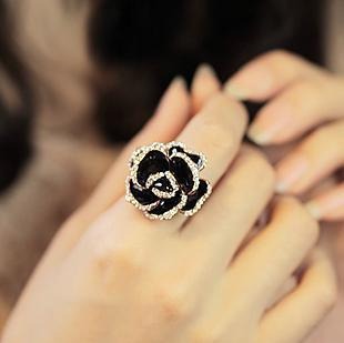 MORYMOSHI C05 Cincin Wanita Rose Hitam Fashion Korea Murah