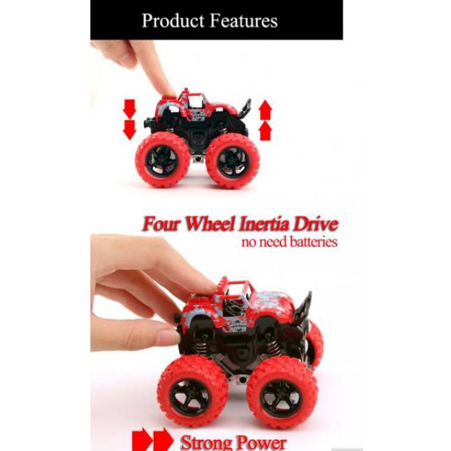 Monster Zap Mainan Mobil Jip Off Road 4 Drive Inertial Bigfoot D400-1 Multi-Color Grab Medan