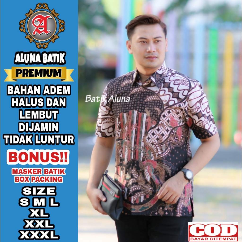 Baju Batik Pria Premium Lengan Pendek Full Furing Batik Solo Pekalongan Dewasa Batik Reguler Batik A