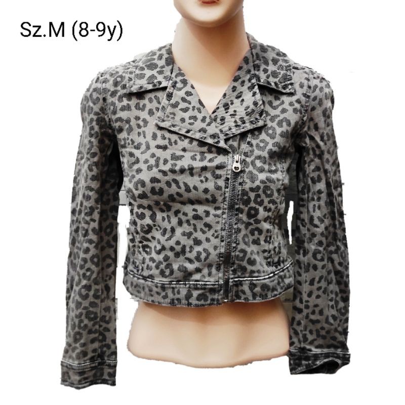 Jaket anak perempuan GAP kids 1969 leopard sz. M+(8-9y)