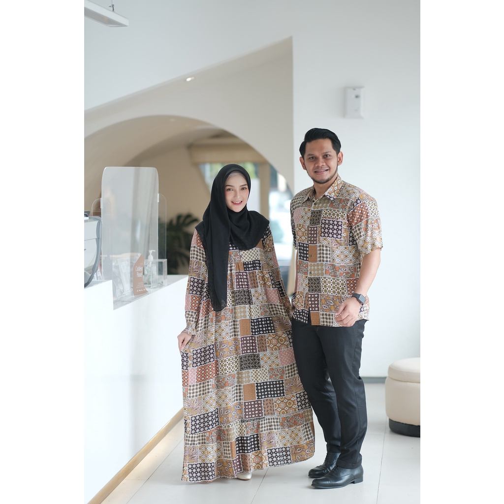 COUPLE SERI 3 (MOTIF BATIK) / Gamis Casual / Gamis Couple / Gamis Lebaran / Gamis Kondangan