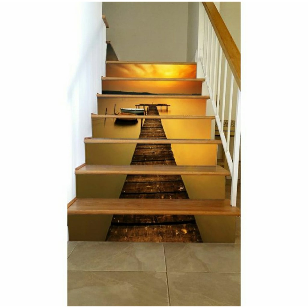 WALLPAPER STICKER CUSTOM 3D WALLPAPER TANGGA PEMANDANGAN AIR 4