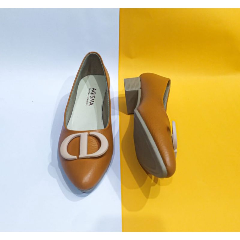 terbaru murah sepatu wanita kulit sapi asli model terbaru dengan ornamen bulat  sepatu kerja wanita flat shoes sukaregang garut