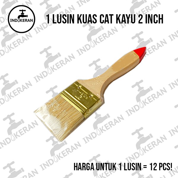 INDOKERAN - 2 Inch - Grosir Lusin Kuas Cat Gagang Kayu - High Quality